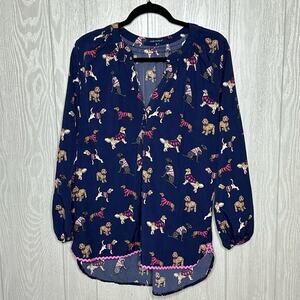 Simply Southern Sweater Dog spring blue blouse size Small‎